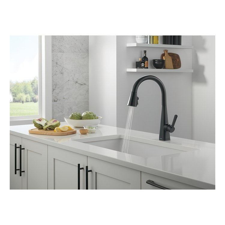 Kitchen Faucet Lenta 1 Lever ADA Matte Black Pull Down 3 Function High Arc 360 DEG Swivel 1/3 Hole Deck Diamond Seal Touch-Clean MagnaTite 1.8 Gallons per Minute - Image 2