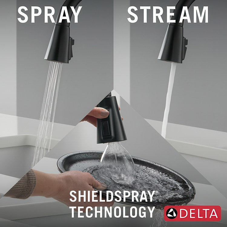 Kitchen Faucet Lenta 1 Lever ADA Matte Black Pull Down 3 Function High Arc 360 DEG Swivel 1/3 Hole Deck Diamond Seal Touch-Clean MagnaTite 1.8 Gallons per Minute - Image 3