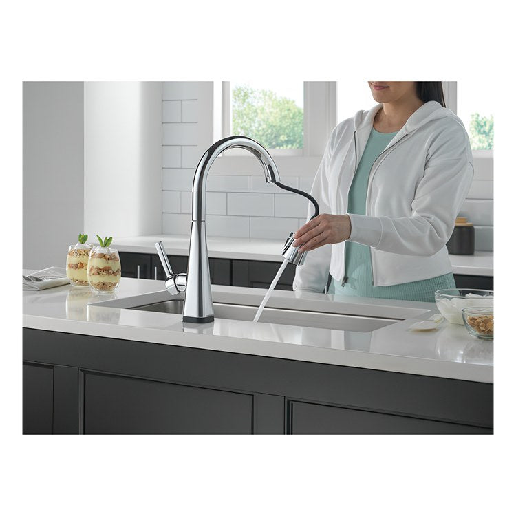 Kitchen Faucet Lenta 1 Lever ADA Chrome Pull Down 3 Function High Arc 360 DEG Swivel 1/3 Hole Deck Diamond Seal Touch-Clean MagnaTite 1.8 Gallons per Minute - Image 2