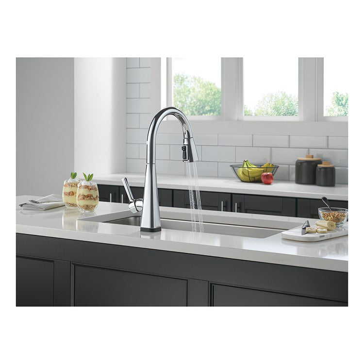 Kitchen Faucet Lenta 1 Lever ADA Chrome Pull Down 3 Function High Arc 360 DEG Swivel 1/3 Hole Deck Diamond Seal Touch-Clean MagnaTite 1.8 Gallons per Minute - Image 3