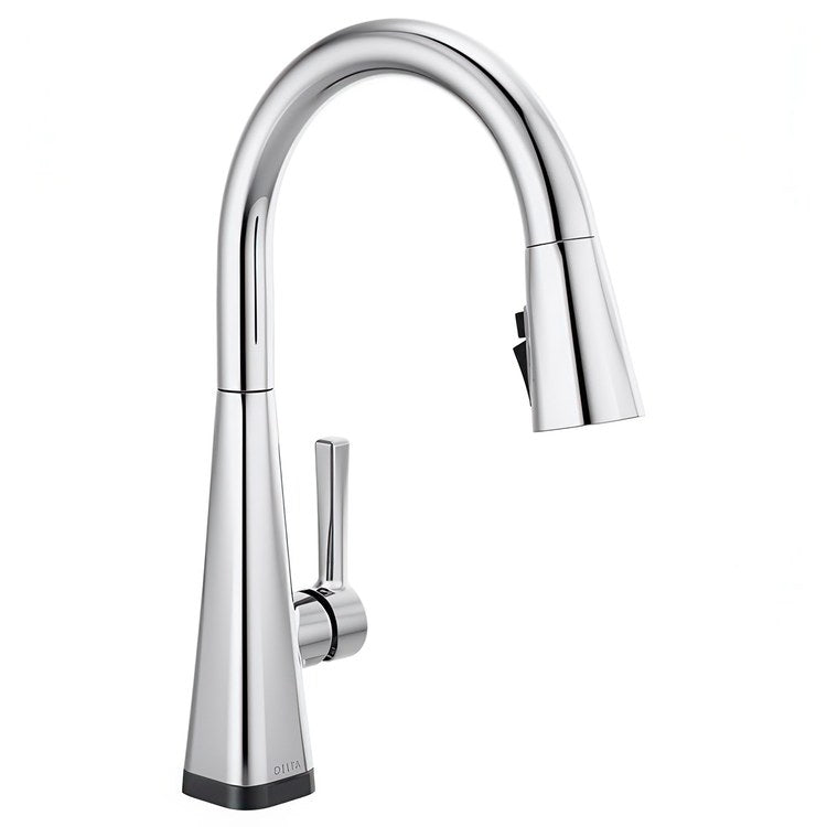 Kitchen Faucet Lenta 1 Lever ADA Chrome Pull Down 3 Function High Arc 360 DEG Swivel 1/3 Hole Deck Diamond Seal Touch-Clean MagnaTite 1.8 Gallons per Minute - Image 1