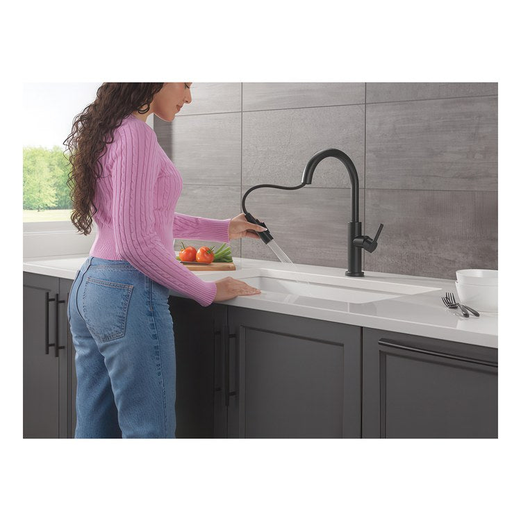 Kitchen Faucet Nicoli 1 Lever ADA Matte Black Pull Down 2 Function High Arc 360 DEG Swivel 3 Hole Deck Touch-Clean MagnaTite 1.8 Gallons per Minute - Image 2