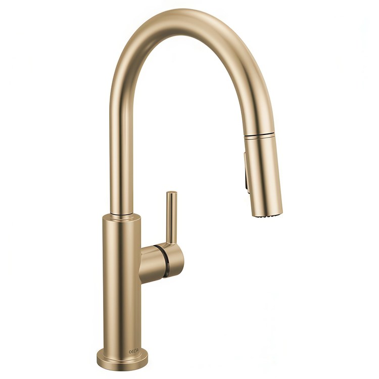 Kitchen Faucet Nicoli 1 Lever ADA Champagne Bronze Pull Down 2 Function High Arc 360 DEG Swivel 3 Hole Deck Touch-Clean MagnaTite 1.8 Gallons per Minute - Image 1