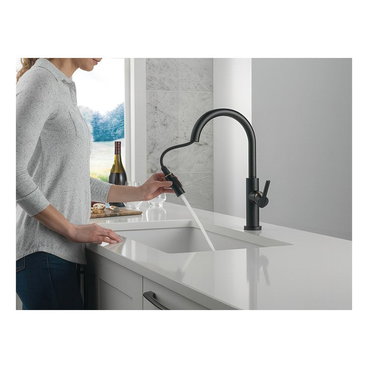 Kitchen Faucet Nicoli 1 Lever ADA Matte Black/Champagne Bronze Pull Down 2 Function High Arc 360 DEG Swivel 3 Hole Deck Touch-Clean MagnaTite 1.8 Gallons per Minute - Image 2