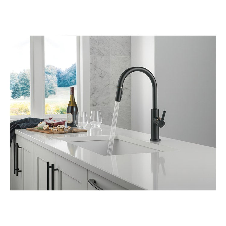 Kitchen Faucet Nicoli 1 Lever ADA Matte Black/Champagne Bronze Pull Down 2 Function High Arc 360 DEG Swivel 3 Hole Deck Touch-Clean MagnaTite 1.8 Gallons per Minute - Image 3