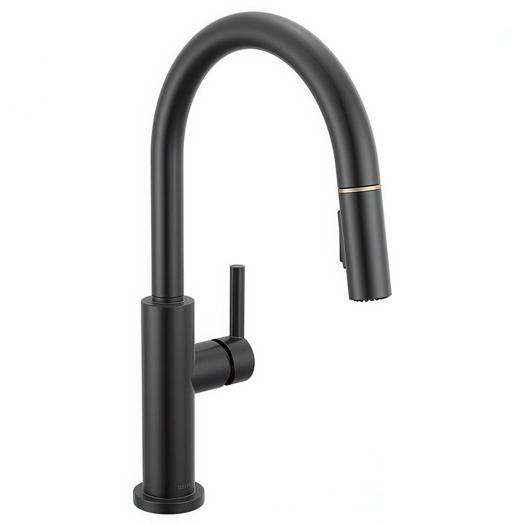 Kitchen Faucet Nicoli 1 Lever ADA Matte Black/Champagne Bronze Pull Down 2 Function High Arc 360 DEG Swivel 3 Hole Deck Touch-Clean MagnaTite 1.8 Gallons per Minute - Image 1