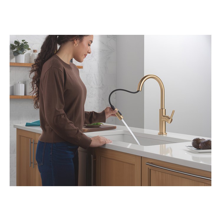 Kitchen Faucet Nicoli 1 Lever ADA Brilliance Stainless Pull Down 2 Function High Arc 360 DEG Swivel 3 Hole Deck Touch-Clean MagnaTite 1.8 Gallons per Minute - Image 2
