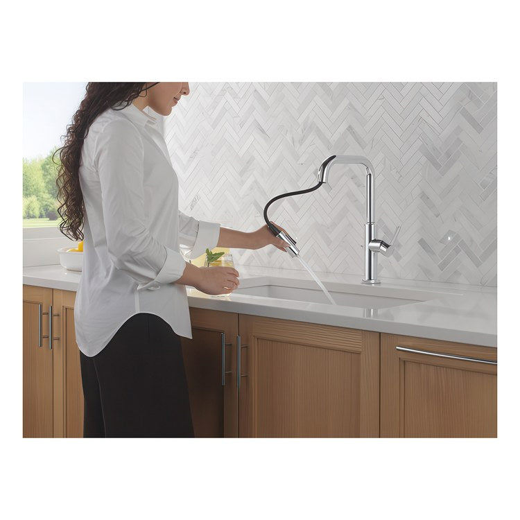 Kitchen Faucet Nicoli 1 Lever ADA Chrome Pull Down 2 Function High Arc 360 DEG Swivel 3 Hole Deck Mount Touch-Clean MagnaTite 1.8 Gallons per Minute - Image 2