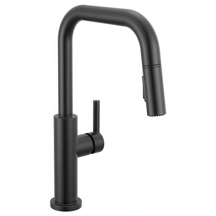 Kitchen Faucet Nicoli 1 Lever ADA Matte Black Pull Down 2 Function High Arc 360 DEG Swivel 3 Hole Deck Mount Touch-Clean MagnaTite 1.8 Gallons per Minute - Image 1
