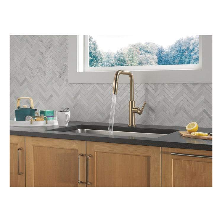 Kitchen Faucet Nicoli 1 Lever ADA Champagne Bronze Pull Down 2 Function High Arc 360 DEG Swivel 3 Hole Deck Mount Touch-Clean MagnaTite 1.8 Gallons per Minute - Image 3