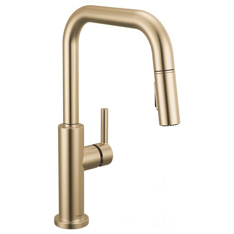 Kitchen Faucet Nicoli 1 Lever ADA Champagne Bronze Pull Down 2 Function High Arc 360 DEG Swivel 3 Hole Deck Mount Touch-Clean MagnaTite 1.8 Gallons per Minute - Image 1