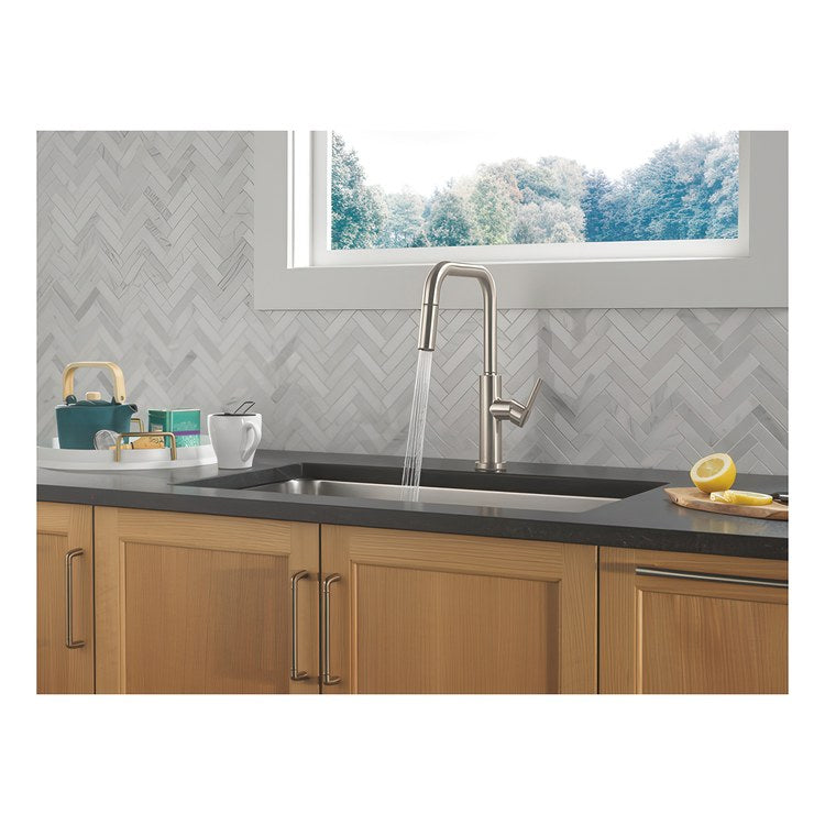 Kitchen Faucet Nicoli 1 Lever ADA Brilliance Stainless Pull Down 2 Function High Arc 360 DEG Swivel 3 Hole Deck Mount Touch-Clean MagnaTite 1.8 Gallons per Minute - Image 2