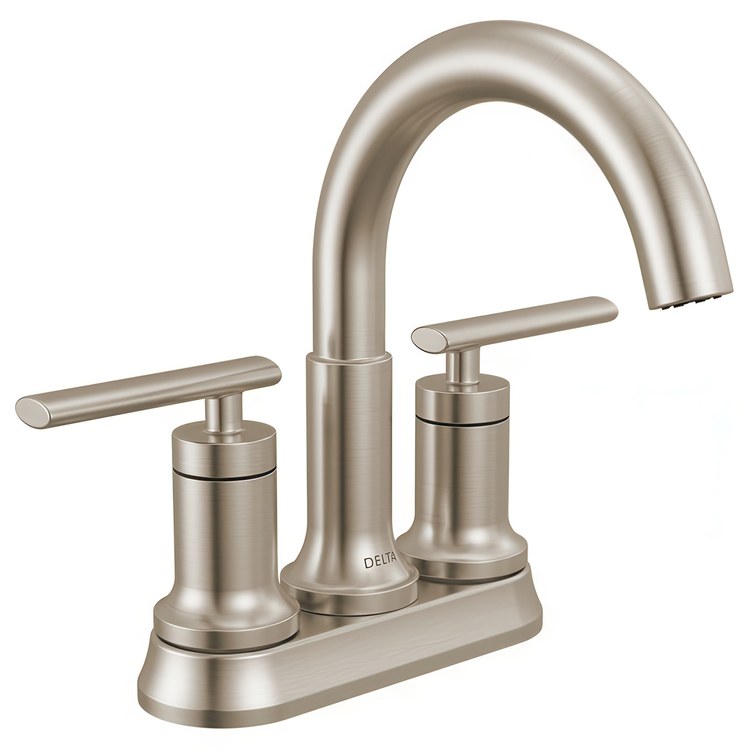 Lavatory Faucet Altado Centerset 4 Inch Spread 2 Lever ADA WaterSense Brilliance Stainless 1.2 Gallons per Minute Deck Fixed Pop-Up 3 Hole Diamond Seal Technology