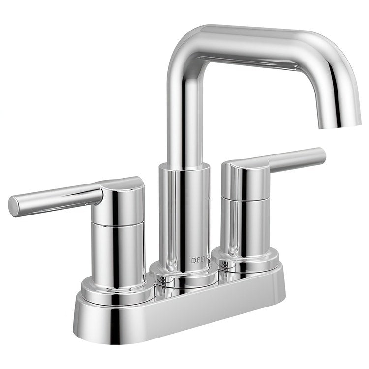 Lavatory Faucet Nicoli Centerset 4 Inch Spread 2 Lever ADA WaterSense Chrome 1.2 Gallons per Minute Deck Fixed Pop-Up 3 Hole - Image 1