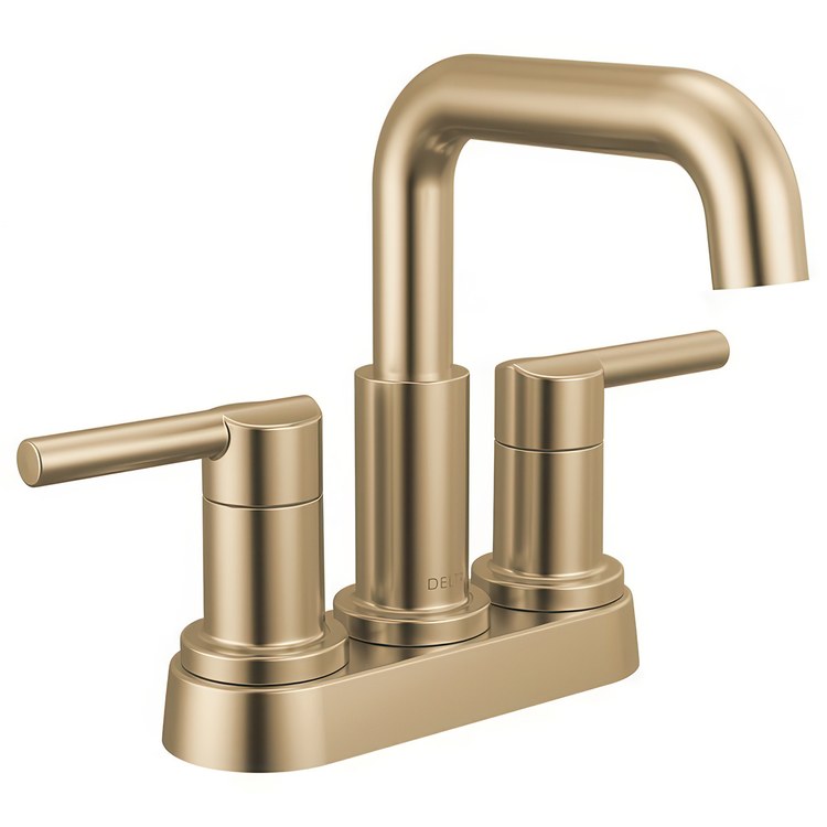 Lavatory Faucet Nicoli Centerset 4 Inch Spread 2 Lever ADA WaterSense Champagne Bronze 1.2 Gallons per Minute Deck Fixed Pop-Up 3 Hole - Image 1