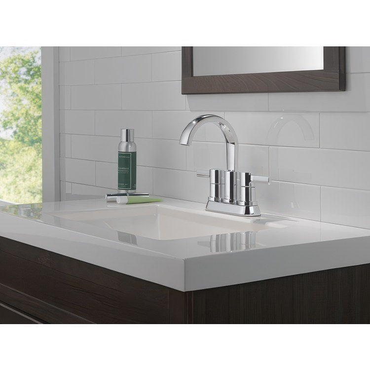 Lavatory Faucet Albion Centerset 4 Inch Spread 2 Lever ADA WaterSense Chrome 1.2 Gallons per Minute Deck Fixed Pop-Up 2 Hole - Image 2