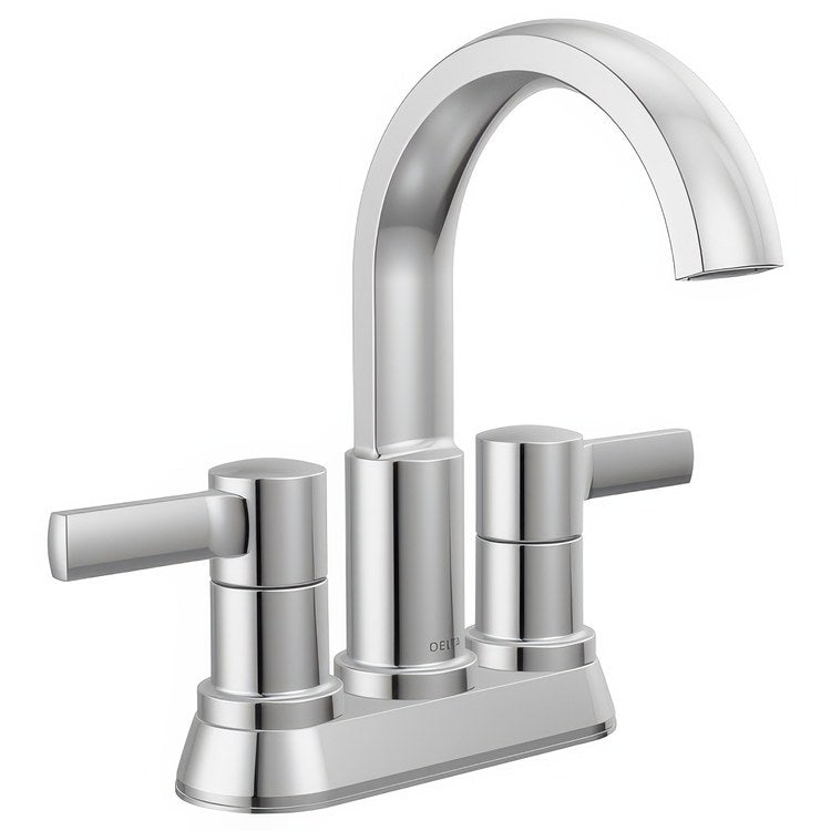 Lavatory Faucet Albion Centerset 4 Inch Spread 2 Lever ADA WaterSense Chrome 1.2 Gallons per Minute Deck Fixed Pop-Up 2 Hole