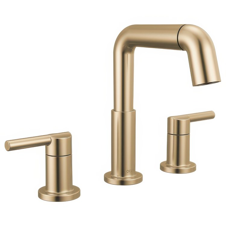 Lavatory Faucet Nicoli Widespread 6 to 16 Inch Spread 2 Lever ADA WaterSense Champagne Bronze 1.2 Gallons per Minute Deck Rigid Pop-Up 3 Hole - Image 1