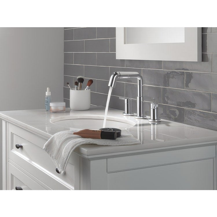 Lavatory Faucet Nicoli Widespread 6 to 16 Inch Spread 2 Lever ADA WaterSense Chrome 1.2 Gallons per Minute Deck Rigid Pop-Up 3 Hole - Image 2