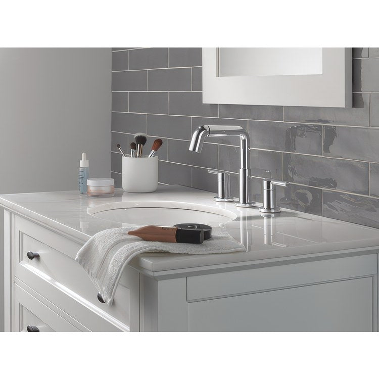 Lavatory Faucet Nicoli Widespread 6 to 16 Inch Spread 2 Lever ADA WaterSense Chrome 1.2 Gallons per Minute Deck Rigid Pop-Up 3 Hole - Image 3