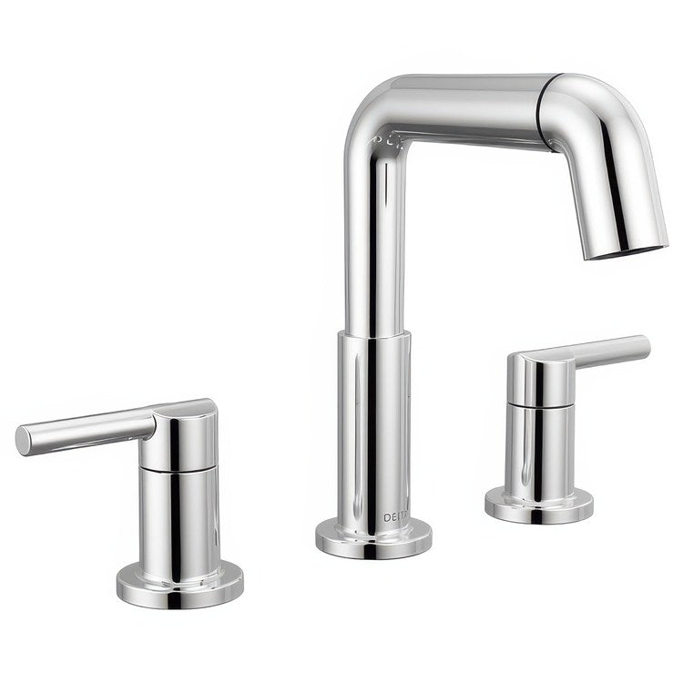 Lavatory Faucet Nicoli Widespread 6 to 16 Inch Spread 2 Lever ADA WaterSense Chrome 1.2 Gallons per Minute Deck Rigid Pop-Up 3 Hole - Image 1