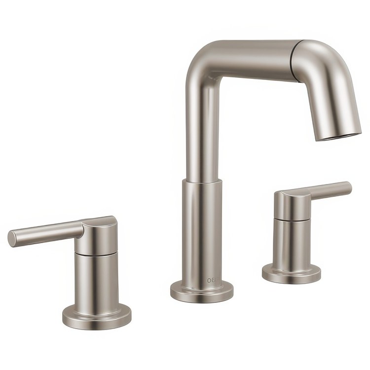 Lavatory Faucet Nicoli Widespread 6 to 16 Inch Spread 2 Lever ADA WaterSense Brilliance Stainless 1.2 Gallons per Minute Deck Rigid Pop-Up 3 Hole - Image 1