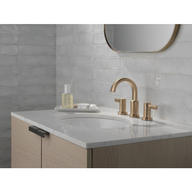 Lavatory Faucet Albion Widespread 6 to 16 Inch Spread 2 Lever ADA WaterSense Champagne Bronze 1.2 Gallons per Minute Deck Fixed Pop-Up 3 Hole - Image 3