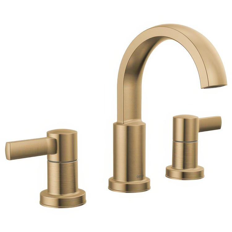 Lavatory Faucet Albion Widespread 6 to 16 Inch Spread 2 Lever ADA WaterSense Champagne Bronze 1.2 Gallons per Minute Deck Fixed Pop-Up 3 Hole