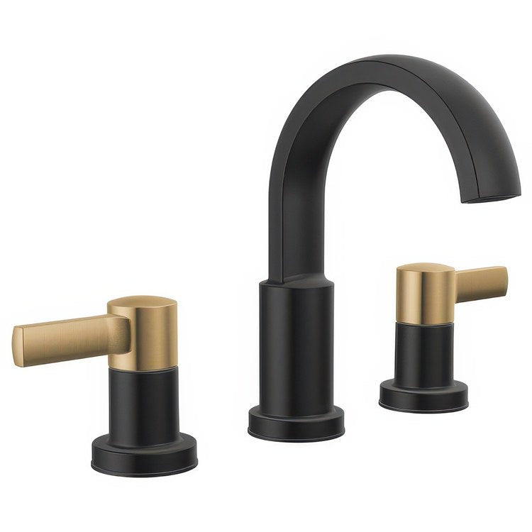 Lavatory Faucet Albion Widespread 6 to 16 Inch Spread 2 Lever ADA WaterSense Matte Black/Champagne Bronze 1.2 Gallons per Minute Deck Fixed Pop-Up 3 Hole