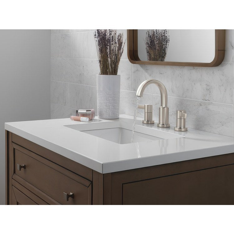 Lavatory Faucet Albion Widespread 6 to 16 Inch Spread 2 Lever ADA WaterSense Spotshield Brushed Nickel 1.2 Gallons per Minute Deck Fixed Pop-Up 3 Hole - Image 2