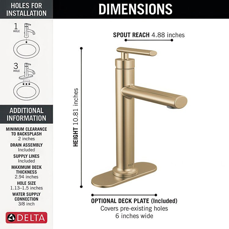 Lavatory Faucet Altado 1 Lever ADA WaterSense Champagne Bronze 1.2 Gallons per Minute Deck Mount Fixed Pop-Up 1 Hole Diamond Seal Technology - Image 3