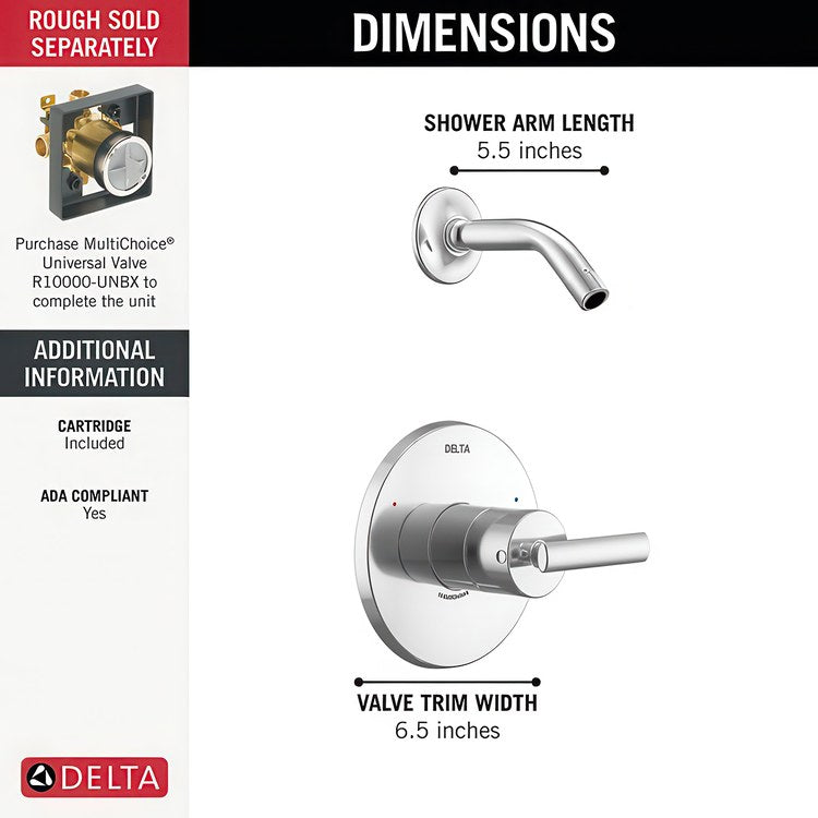 Shower Trim Altado Monitor 14 Pressure Balance 1 Lever Chrome WaterSense ADA 1.75 Gallons per Minute Less Showerhead for MuiltiChoice Universal Rough-In Valve R10000 - Image 2