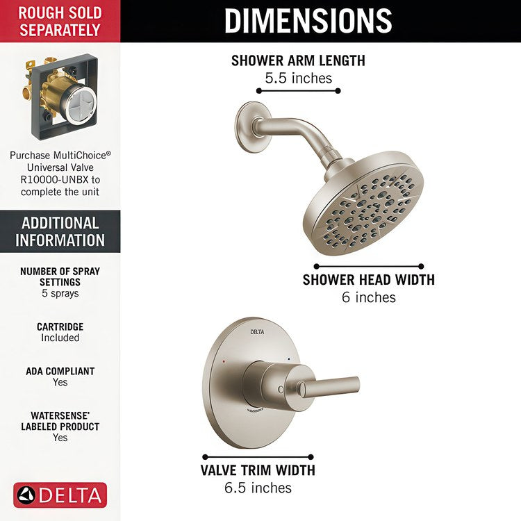 Shower Trim Altado Monitor 14 Pressure Balance 1 Lever Brilliance Stainless WaterSense ADA 1.75 Gallons per Minute 1 Function for MuiltiChoice Universal Rough-In Valve R10000 - Image 3