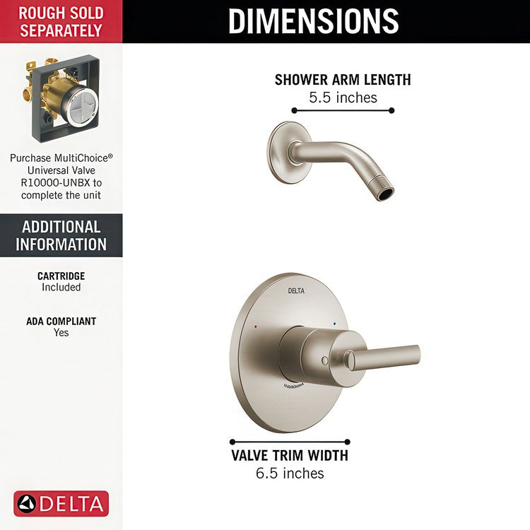 Shower Trim Altado Monitor 14 Pressure Balance 1 Lever Brilliance Stainless WaterSense ADA 1.75 Gallons per Minute Less Showerhead for MuiltiChoice Universal Rough-In Valve R10000 - Image 2