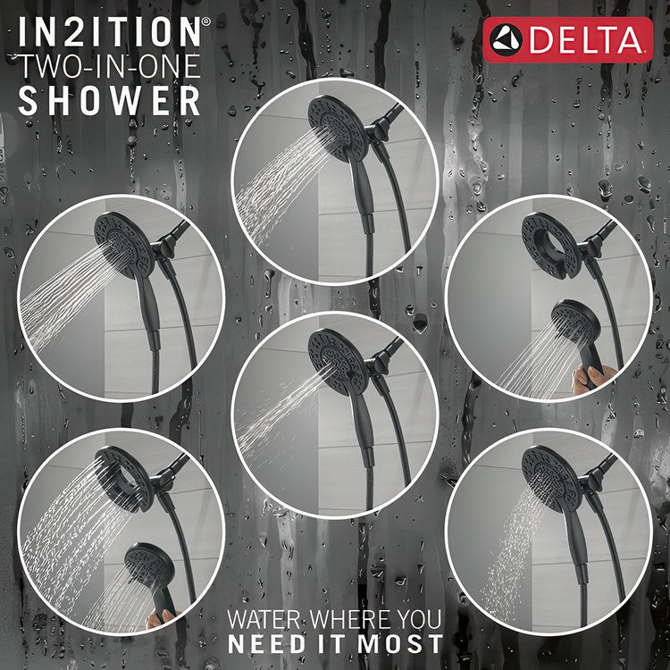 Shower Trim Albion Monitor 14 1 Lever Matte Black WaterSense ADA 1.75 Gallons per Minute In2ition 2-In-1 for MuiltiChoice Universal Rough-In Valve R10000 - Image 3