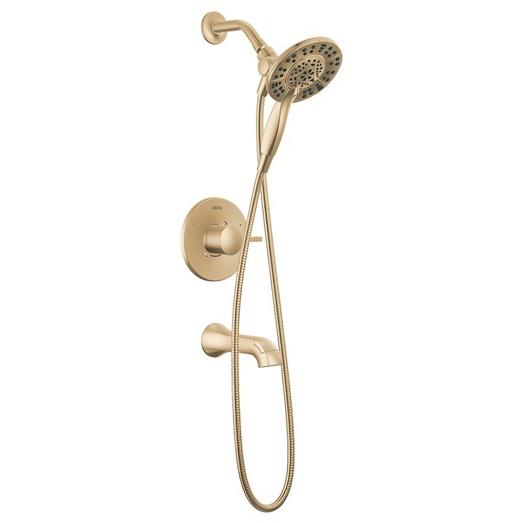 Tub and Shower Trim Albion Monitor 14 2 Lever Brilliance Champagne Bronze WaterSense ADA 6.0 Gallons per Minute for MuiltiChoice Universal Rough-In Valve R10000 - Image 1