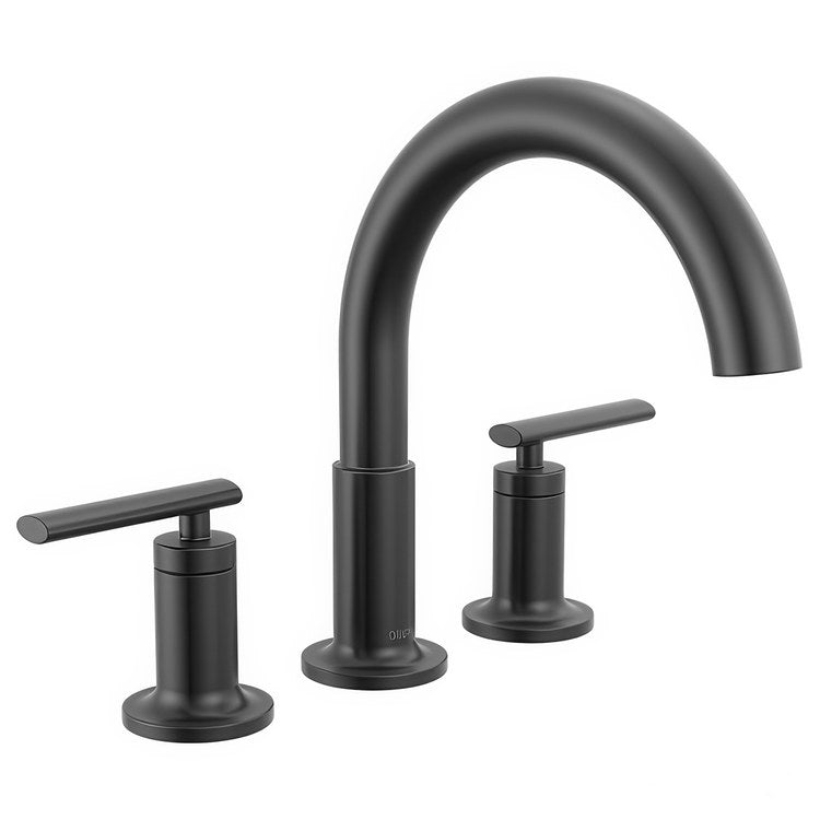 Roman Tub Trim Altado Widespread 2 Lever Matte Black ADA 8 to 16 Inch Spread 3 Hole for Rough-In Kit R2700/R2707
