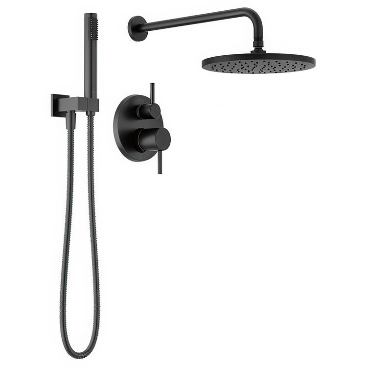 Shower Trim Modern Monitor 14 with 2 Function Diverter 2 Lever Matte Black WaterSense ADA 1.75 Gallons per Minute Raincan for MuiltiChoice Universal Rough-In Valve R22000 - Image 1
