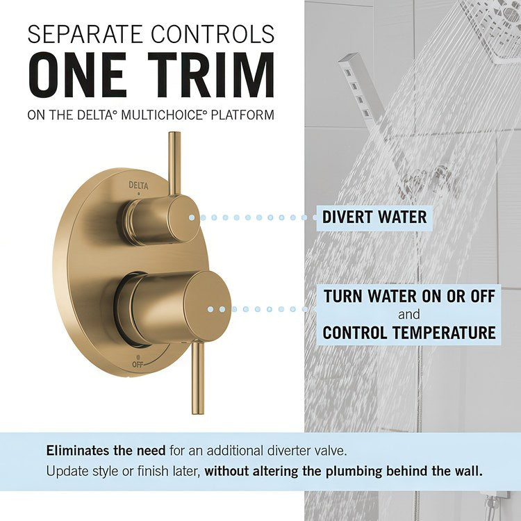 Shower Trim Modern Monitor 14 with 2 Function Diverter 2 Lever Brilliance Champagne Bronze WaterSense ADA 1.75 Gallons per Minute Raincan for MuiltiChoice Universal Rough-In Valve R22000 - Image 2