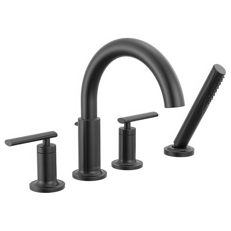 Roman Tub Trim Altado Widespread 2 Lever Matte Black WaterSense ADA 8 to 16 Inch Spread 4 Hole for Rough-In Kit R4707 - Image 1