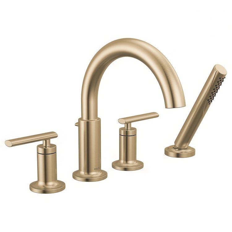Roman Tub Trim Altado Widespread 2 Lever Brilliance Champagne Bronzed WaterSense ADA 8 to 16 Inch Spread 4 Hole for Rough-In Kit R4707
