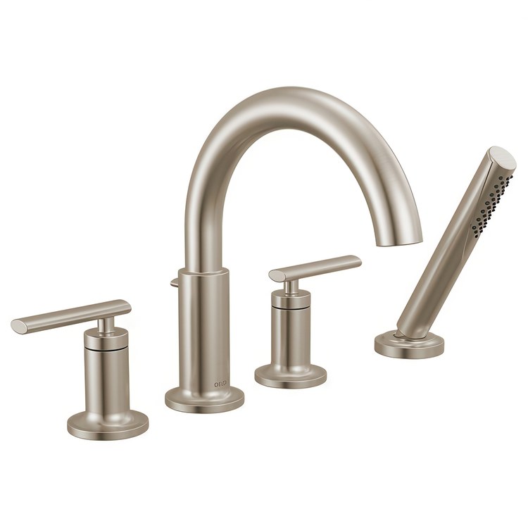 Roman Tub Trim Altado Widespread 2 Lever Brilliance Stainless WaterSense ADA 8 to 16 Inch Spread 4 Hole for Rough-In Kit R4707 - Image 1