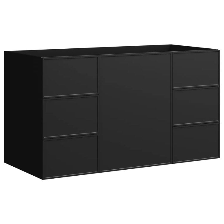 Freestanding Vanity Natick 48 Inch Center Bowl Black Satin 1 Doors Thin Line Shaker