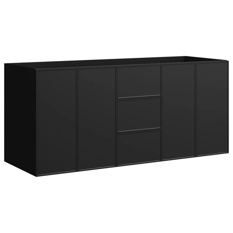 Freestanding Vanity Natick 60 Inch Double Bowl Black Satin 2 Doors Thin Line Shaker
