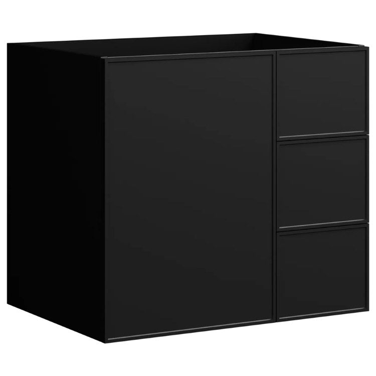 Freestanding Vanity Natick 30 Inch Center Bowl Drawer on Right Black Satin 1 Doors Thin Line Shaker