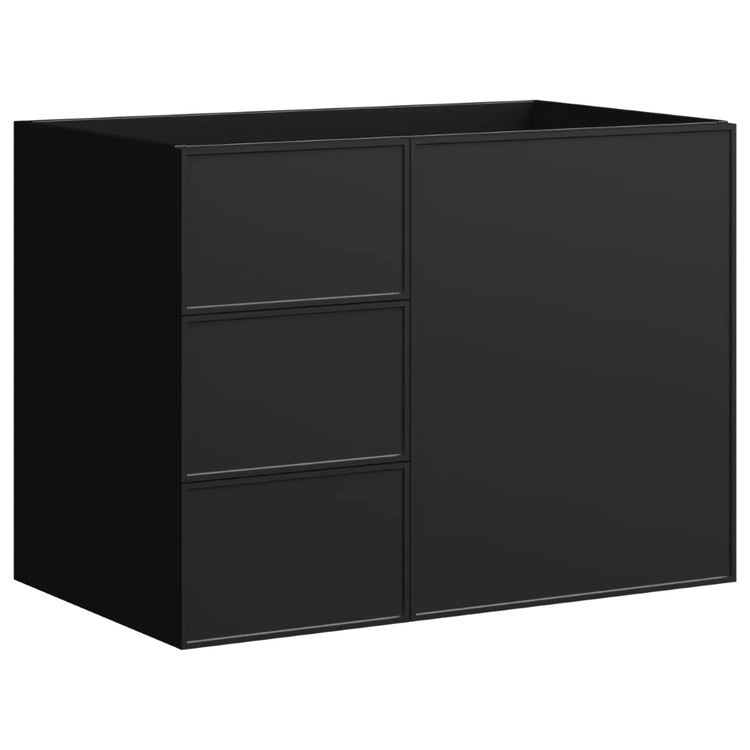 Freestanding Vanity Natick 36 Inch Center Bowl Drawer on Left Black Satin 1 Doors Thin Line Shaker