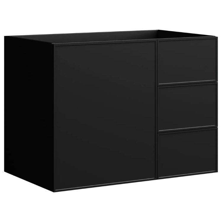 Freestanding Vanity Natick 36 Inch Center Bowl Drawer on Right Black Satin 1 Doors Thin Line Shaker