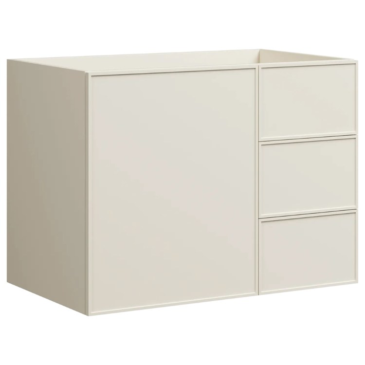 Freestanding Vanity Natick 36 Inch Center Bowl Drawer on Right White Satin 1 Doors Thin Line Shaker
