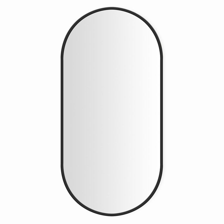 Mirror Craft 20 x 40 Inch Matte Black Wall Mount Pill Shaped Metal Frame