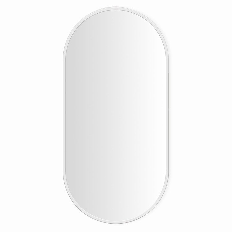 Mirror Craft 20 x 40 Inch Polished Stainless Steel Wall Mount Pill Shaped Metal Frame